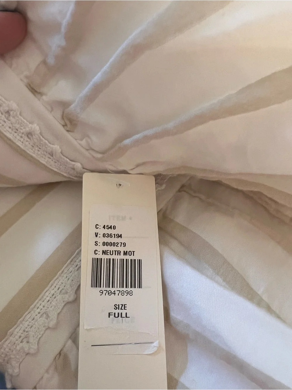 Anthropologie Organic Cotton Spa Sateen Ruffled Duvet Cover, Full, Neutral